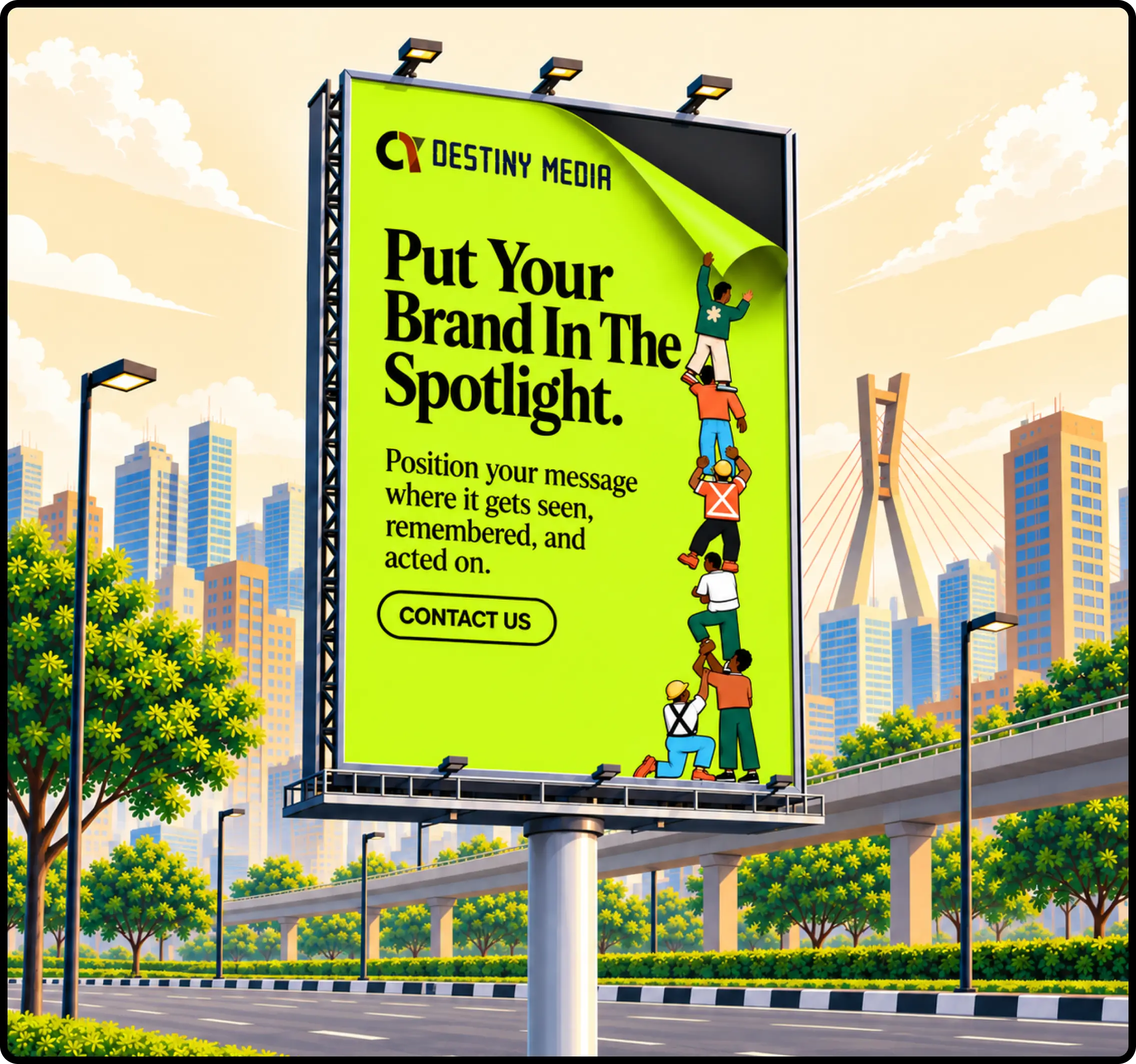 Billboard mockup reading Put Your Brand In The Spotlight
